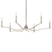 Kichler Malene 22in 6-Light Chandelier | Modern Polished Nickel Steel | Dining Room & Living Room | 22.25 in H, Sloped Ceiling | Model 52696PN