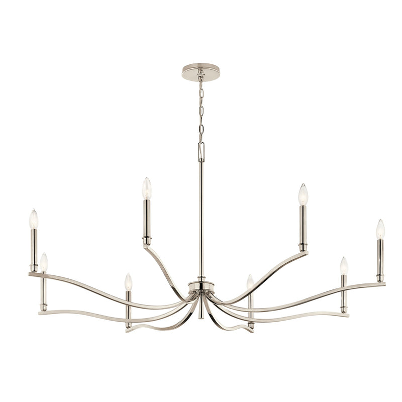 Kichler Malene 25in 8-Light Chandelier | Traditional Polished Nickel and Steel | Dining Room & Living Room | 25in H | Model 52697PN