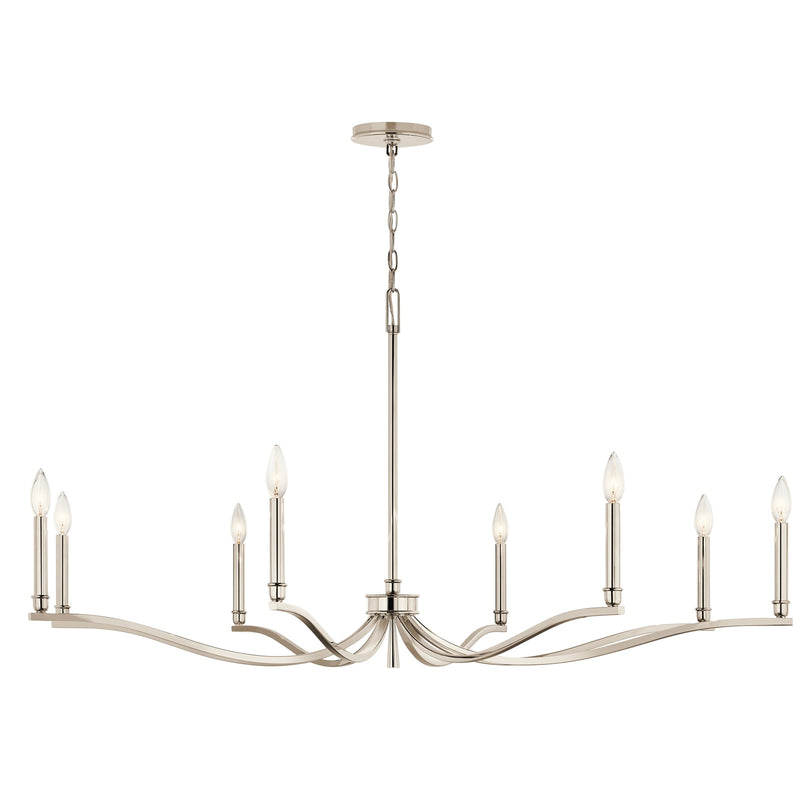 Kichler Malene 25in 8-Light Chandelier | Traditional Polished Nickel and Steel | Dining Room & Living Room | 25in H | Model 52697PN