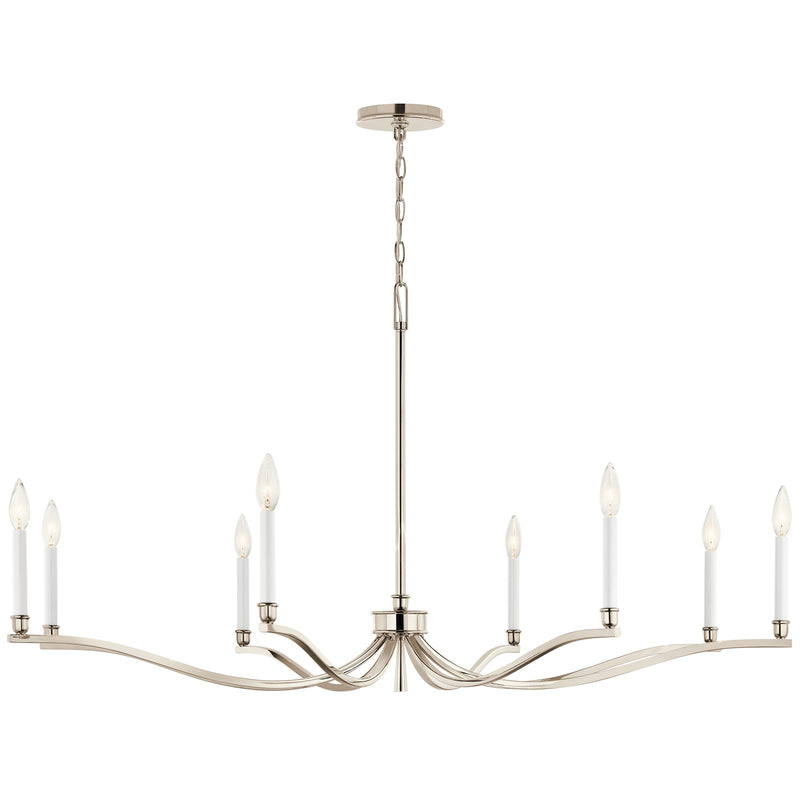 Kichler Malene 25in 8-Light Chandelier | Traditional Polished Nickel and Steel | Dining Room & Living Room | 25in H | Model 52697PN
