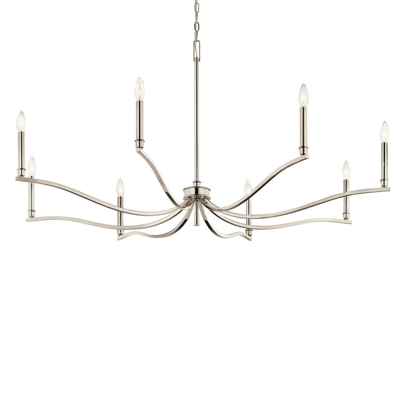 Kichler Malene 25in 8-Light Chandelier | Traditional Polished Nickel and Steel | Dining Room & Living Room | 25in H | Model 52697PN