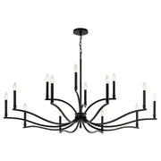 Kichler Malene 27in 14-Light 2-Tier Chandelier | Black Steel | Dining Room & Living Room | 27.25 in H | Model 52698BK