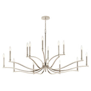Kichler Malene 27in 14-Light 2-Tier Chandelier | Traditional Polished Nickel Steel | Dining Room & Foyer | 27.25in H | Model 52698PN