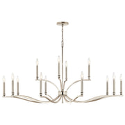 Kichler Malene 27in 14-Light 2-Tier Chandelier | Traditional Polished Nickel Steel | Dining Room & Foyer | 27.25in H | Model 52698PN