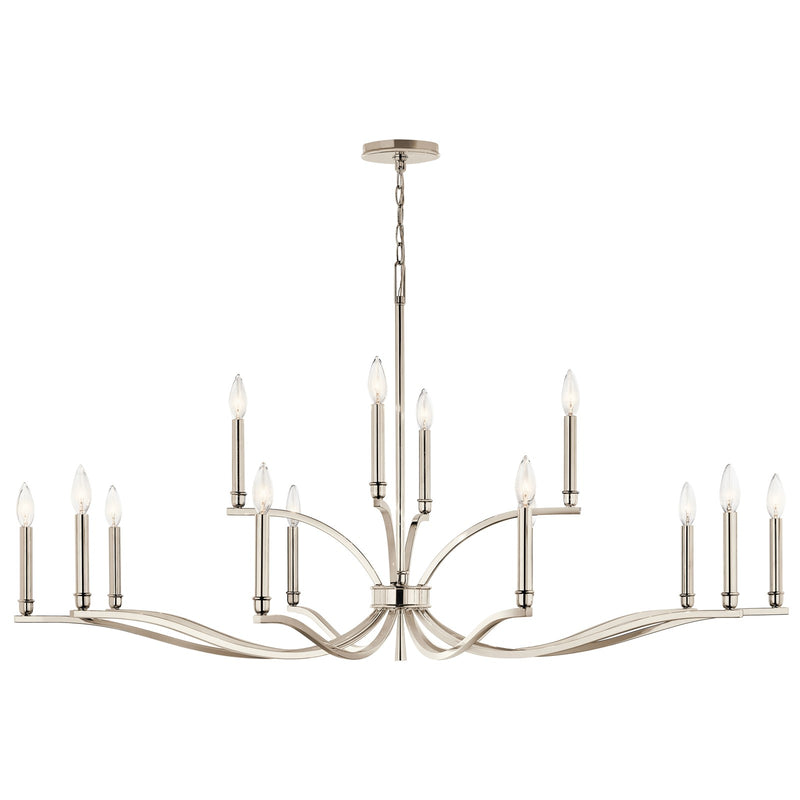 Kichler Malene 27in 14-Light 2-Tier Chandelier | Traditional Polished Nickel Steel | Dining Room & Foyer | 27.25in H | Model 52698PN