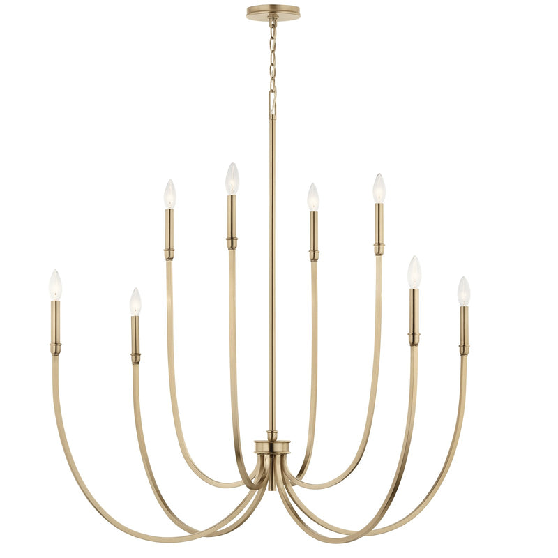 Kichler Malene 43in 8-Light Chandelier | Tiered Champagne Bronze Steel with Sweeping Arms | Foyer & Dining Room | 43.5 in H x 5.5 in | Model 52699CPZ