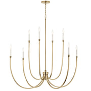 Kichler Malene 43in 8-Light Chandelier | Tiered Champagne Bronze Steel with Sweeping Arms | Foyer & Dining Room | 43.5 in H x 5.5 in | Model 52699CPZ