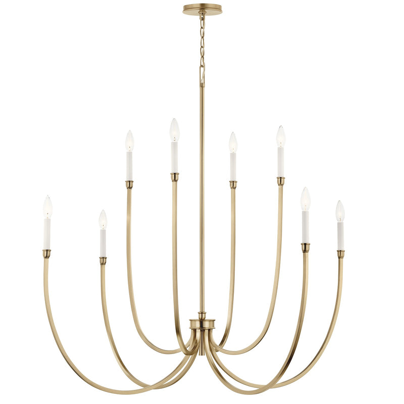 Kichler Malene 43in 8-Light Chandelier | Tiered Champagne Bronze Steel with Sweeping Arms | Foyer & Dining Room | 43.5 in H x 5.5 in | Model 52699CPZ