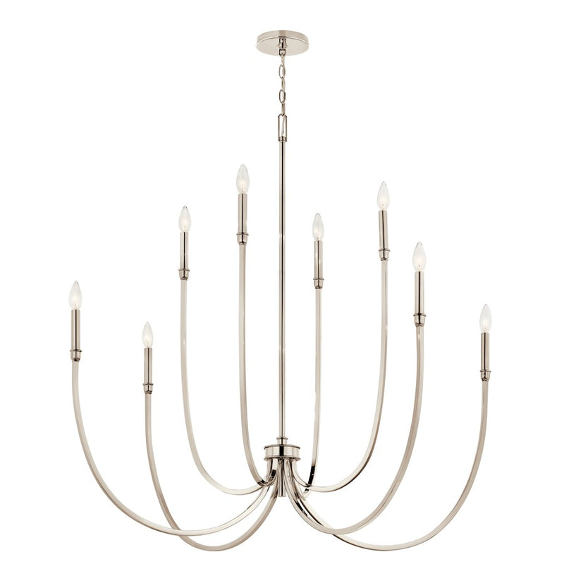Kichler Malene 43in 8-Light Chandelier | Polished Nickel Steel | Foyer & Dining Room | 43 in H | Model 52699PN