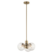 Kichler Silvarious 3-Light Chandelier | Champagne Bronze Steel and Clear Crackle Glass | Dining Room & Living Room | 9.5in H | Model 52700CPZ