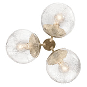 Kichler Silvarious 3-Light Chandelier | Champagne Bronze Steel and Clear Crackle Glass | Dining Room & Living Room | 9.5in H | Model 52700CPZ