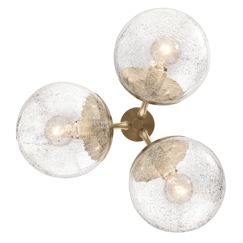 Kichler Silvarious 3-Light Chandelier | Champagne Bronze Steel and Clear Crackle Glass | Dining Room & Living Room | 9.5in H | Model 52700CPZ