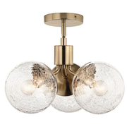 Kichler Silvarious 3-Light Chandelier | Champagne Bronze Steel and Clear Crackle Glass | Dining Room & Living Room | 9.5in H | Model 52700CPZ