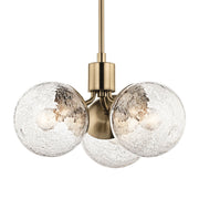 Kichler Silvarious 3-Light Chandelier | Champagne Bronze Steel and Clear Crackle Glass | Dining Room & Living Room | 9.5in H | Model 52700CPZ