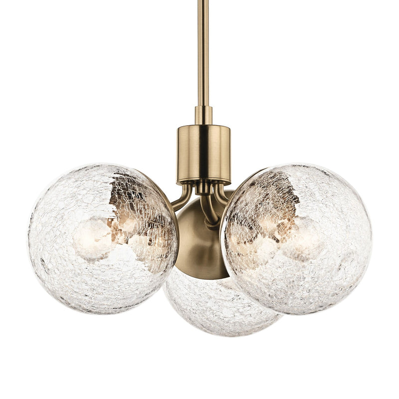 Kichler Silvarious 3-Light Chandelier | Champagne Bronze Steel and Clear Crackle Glass | Dining Room & Living Room | 9.5in H | Model 52700CPZ