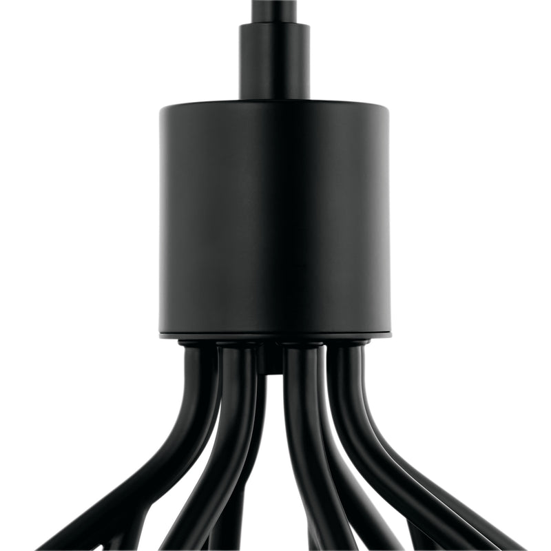 Kichler Silvarious 12-Light 22in Chandelier/Semi-Flush | Black Steel and Clear Crackle Glass | Dining Room & Living Room | 22.25in H | Model 52701BK