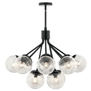 Kichler Silvarious 12-Light 22in Chandelier/Semi-Flush | Black Steel and Clear Crackle Glass | Dining Room & Living Room | 22.25in H | Model 52701BK