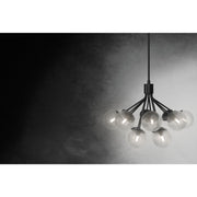 Kichler Silvarious 12-Light 22in Chandelier/Semi-Flush | Black Steel and Clear Crackle Glass | Dining Room & Living Room | 22.25in H | Model 52701BK