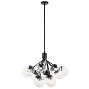 Kichler Silvarious 22in 12-Light Chandelier/Semi-Flush | Modern Black and Clear Glass | Dining Room & Living Room | 22 x 22 x 22 in | Model 52701BKCLR