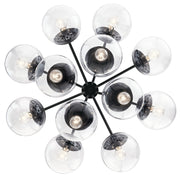 Kichler Silvarious 22in 12-Light Chandelier/Semi-Flush | Modern Black and Clear Glass | Dining Room & Living Room | 22 x 22 x 22 in | Model 52701BKCLR