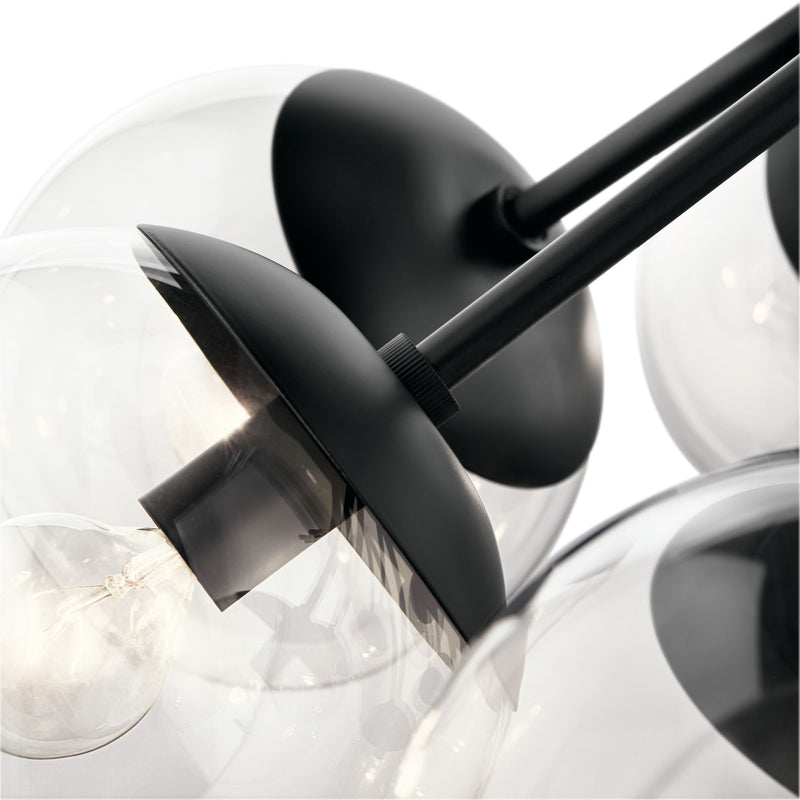 Kichler Silvarious 22in 12-Light Chandelier/Semi-Flush | Modern Black and Clear Glass | Dining Room & Living Room | 22 x 22 x 22 in | Model 52701BKCLR