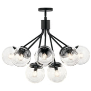Kichler Silvarious 22in 12-Light Chandelier/Semi-Flush | Modern Black and Clear Glass | Dining Room & Living Room | 22 x 22 x 22 in | Model 52701BKCLR