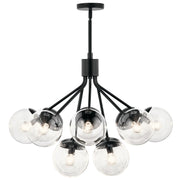 Kichler Silvarious 22in 12-Light Chandelier/Semi-Flush | Modern Black and Clear Glass | Dining Room & Living Room | 22 x 22 x 22 in | Model 52701BKCLR