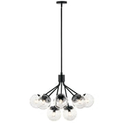Kichler Silvarious 22in 12-Light Chandelier/Semi-Flush | Modern Black and Clear Glass | Dining Room & Living Room | 22 x 22 x 22 in | Model 52701BKCLR