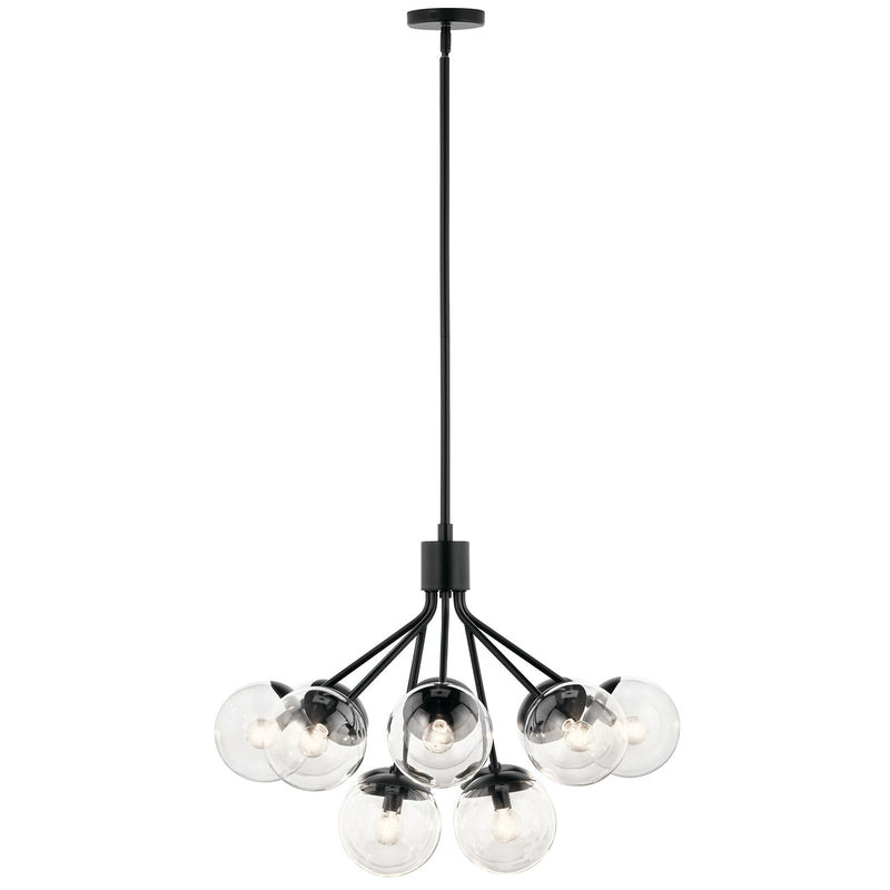 Kichler Silvarious 22in 12-Light Chandelier/Semi-Flush | Modern Black and Clear Glass | Dining Room & Living Room | 22 x 22 x 22 in | Model 52701BKCLR