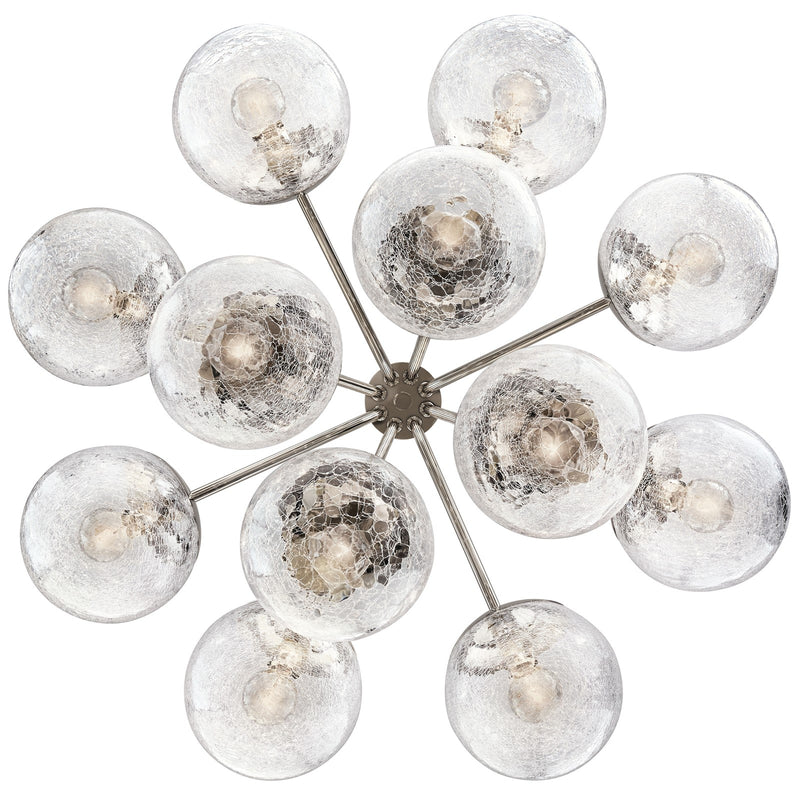 Kichler Silvarious 22in 12-Light Chandelier | Modern Polished Nickel and Clear Crackle Glass | Dining Room & Living Room | 22 in H | Model 52701PN