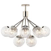 Kichler Silvarious 22in 12-Light Chandelier | Modern Polished Nickel and Clear Crackle Glass | Dining Room & Living Room | 22 in H | Model 52701PN