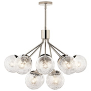 Kichler Silvarious 22in 12-Light Chandelier | Modern Polished Nickel and Clear Crackle Glass | Dining Room & Living Room | 22 in H | Model 52701PN