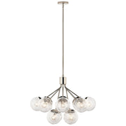 Kichler Silvarious 22in 12-Light Chandelier | Modern Polished Nickel and Clear Crackle Glass | Dining Room & Living Room | 22 in H | Model 52701PN