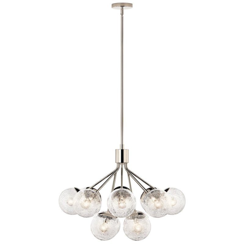 Kichler Silvarious 22in 12-Light Chandelier | Modern Polished Nickel and Clear Crackle Glass | Dining Room & Living Room | 22 in H | Model 52701PN
