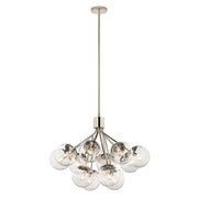 Kichler Silvarious 22in 12-Light Chandelier | Polished Nickel Steel and Clear Glass | Dining Room & Living Room | 22.25 in H | Model 52701PNCLR