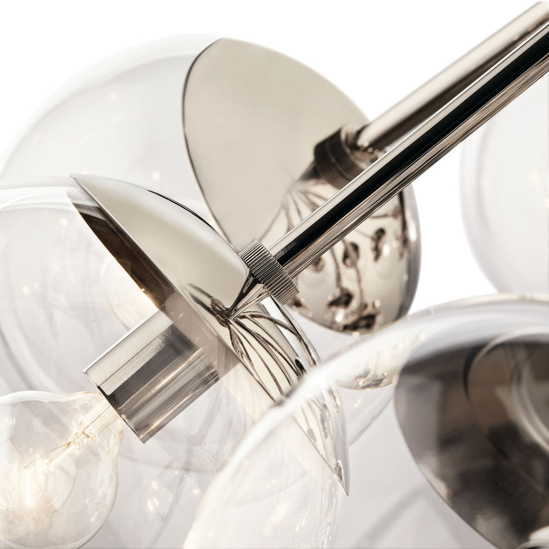 Kichler Silvarious 22in 12-Light Chandelier | Polished Nickel Steel and Clear Glass | Dining Room & Living Room | 22.25 in H | Model 52701PNCLR
