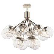 Kichler Silvarious 22in 12-Light Chandelier | Polished Nickel Steel and Clear Glass | Dining Room & Living Room | 22.25 in H | Model 52701PNCLR