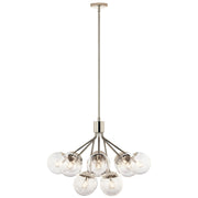 Kichler Silvarious 22in 12-Light Chandelier | Polished Nickel Steel and Clear Glass | Dining Room & Living Room | 22.25 in H | Model 52701PNCLR