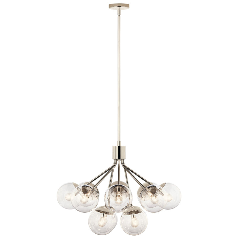 Kichler Silvarious 22in 12-Light Chandelier | Polished Nickel Steel and Clear Glass | Dining Room & Living Room | 22.25 in H | Model 52701PNCLR