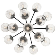 Kichler Silvarious 26in 16-Light Chandelier | Black Steel and Clear Crackle Glass | Dining Room & Living Room | 26 in H | Model 52702BK