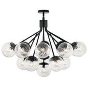 Kichler Silvarious 26in 16-Light Chandelier | Black Steel and Clear Crackle Glass | Dining Room & Living Room | 26 in H | Model 52702BK