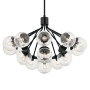 Kichler Silvarious 26in 16-Light Chandelier | Black Steel and Clear Crackle Glass | Dining Room & Living Room | 26 in H | Model 52702BK