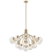 Kichler Silvarious 26in 16-Light Chandelier | Champagne Bronze and Clear Crackle Glass | Dining Room & Living Room | H 26 in | Model 52702CPZ