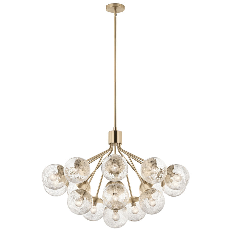 Kichler Silvarious 26in 16-Light Chandelier | Champagne Bronze and Clear Crackle Glass | Dining Room & Living Room | H 26 in | Model 52702CPZ