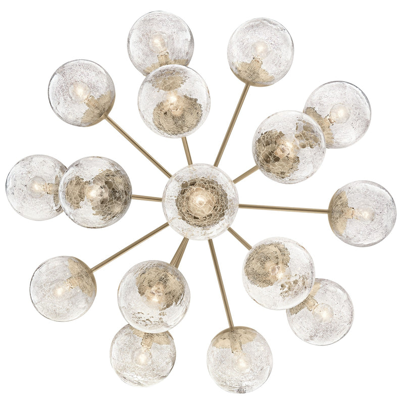 Kichler Silvarious 26in 16-Light Chandelier | Champagne Bronze and Clear Crackle Glass | Dining Room & Living Room | H 26 in | Model 52702CPZ