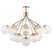 Kichler Silvarious 26in 16-Light Chandelier | Champagne Bronze and Clear Crackle Glass | Dining Room & Living Room | H 26 in | Model 52702CPZ