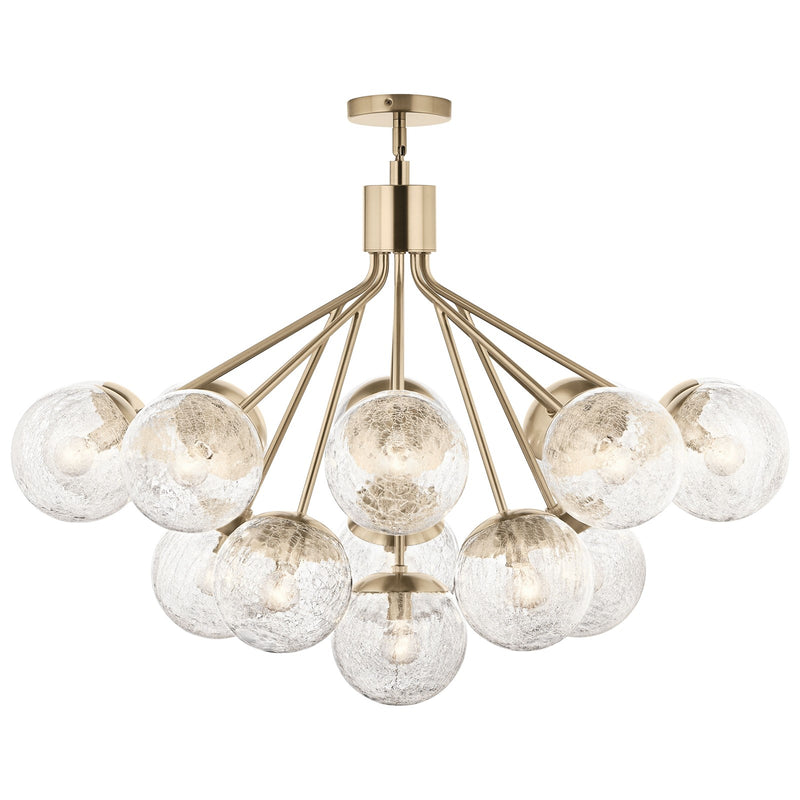 Kichler Silvarious 26in 16-Light Chandelier | Champagne Bronze and Clear Crackle Glass | Dining Room & Living Room | H 26 in | Model 52702CPZ