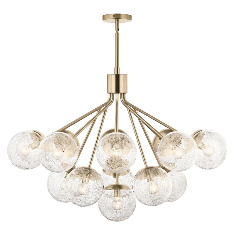 Kichler Silvarious 26in 16-Light Chandelier | Champagne Bronze and Clear Crackle Glass | Dining Room & Living Room | H 26 in | Model 52702CPZ