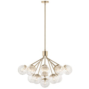 Kichler Silvarious 26in 16-Light Chandelier | Champagne Bronze and Clear Crackle Glass | Dining Room & Living Room | H 26 in | Model 52702CPZ