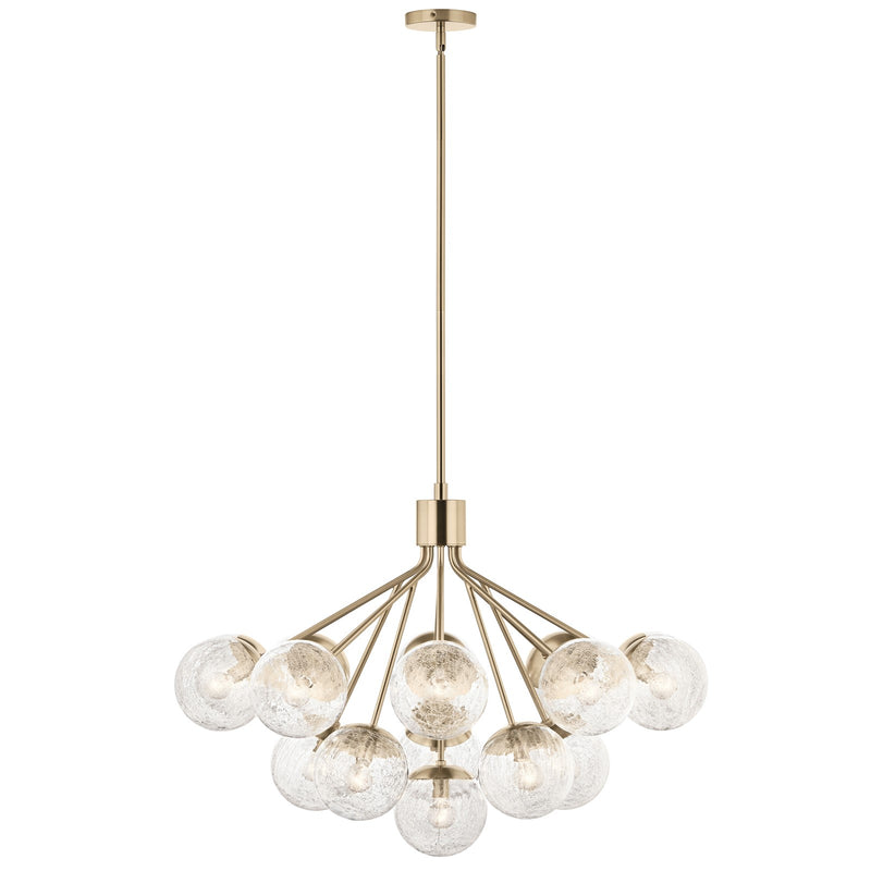 Kichler Silvarious 26in 16-Light Chandelier | Champagne Bronze and Clear Crackle Glass | Dining Room & Living Room | H 26 in | Model 52702CPZ